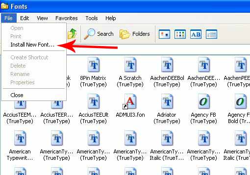 Klik na File u izborniku pa na Install New Font